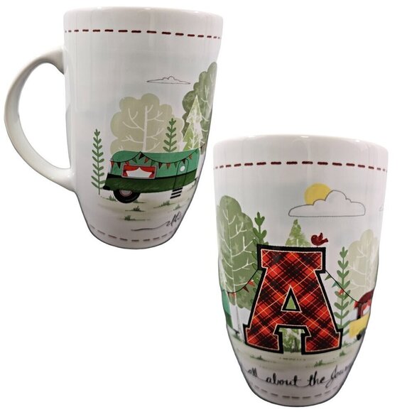 Retro Camper It’s all about the journey Large 18 Oz Porcelain Mug – “A” - Picture 1 of 16